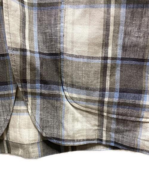 LARDINI（ラルディーニ）LARDINI (ラルディーニ) JVAMAJリネンチェック2Bジャケット ホワイト×グレー サイズ:Ｍの古着・服飾アイテム