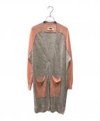 MM6 Maison Margielaエムエムシックスメゾンマルジェラ）の古着「バイカラーロングカーディガン」｜ベージュ×ピンク