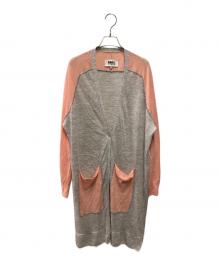 MM6 Maison Margiela（エムエムシックスメゾンマルジェラ）の古着「バイカラーロングカーディガン」｜ベージュ×ピンク