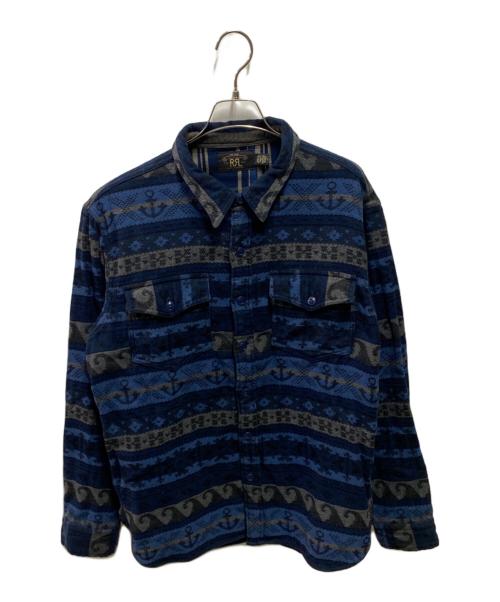 RRL（ダブルアールエル）RRL (ダブルアールエル) 25AW  ダブルフェイスド ジャカード ワークシャツ ネイビー サイズ:Ｍの古着・服飾アイテム