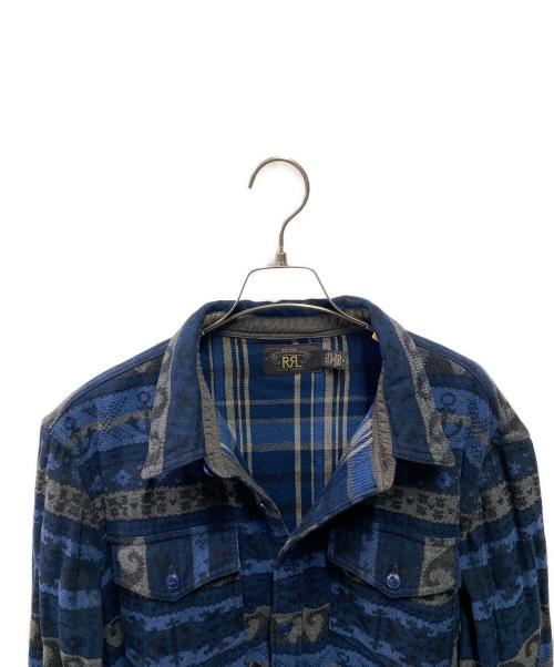 RRL（ダブルアールエル）RRL (ダブルアールエル) 25AW  ダブルフェイスド ジャカード ワークシャツ ネイビー サイズ:Ｍの古着・服飾アイテム