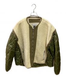 FACETASM（ファセッタズム）の古着「ZIPPER SHERPA QUILTED LINER JACKET」｜アイボリー×カーキ