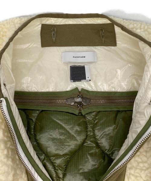 FACETASM（ファセッタズム）FACETASM (ファセッタズム) ZIPPER SHERPA QUILTED LINER JACKET アイボリー×カーキ サイズ:4の古着・服飾アイテム