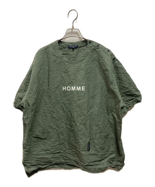 COMME des GARCONS HOMME（コムデギャルソン オム）COMME des GARCONS HOMME (コムデギャルソン オム) HOMME プリント オーバーサイズ 綿度詰 天竺 Tシャツ グリーン サイズ:Ｌの古着・服飾アイテム