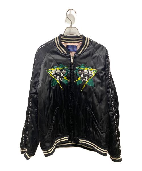 JohnUNDERCOVER（ジョンアンダーカバー）JohnUNDERCOVER (ジョンアンダーカバー) スカル刺繍キルティングスカジャン ブラック サイズ:3の古着・服飾アイテム