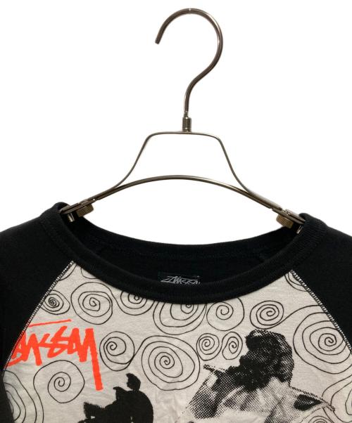 stussy（ステューシー）stussy (ステューシー) 00's ラグランカットソー ホワイト×ブラック サイズ:Ｌの古着・服飾アイテム