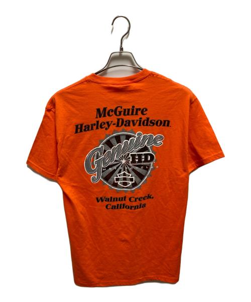 HARLEY-DAVIDSON（ハーレーダビッドソン）HARLEY-DAVIDSON (ハーレーダビッドソン) Hanes (ヘインズ) プリントTシャツ オレンジ サイズ:Mの古着・服飾アイテム