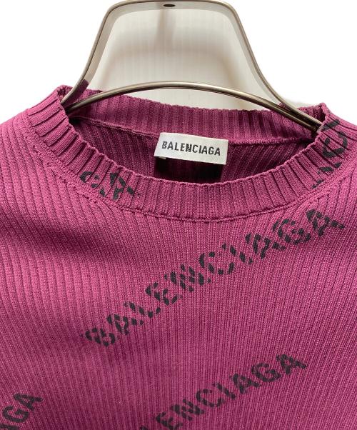 BALENCIAGA（バレンシアガ）BALENCIAGA (バレンシアガ) ロゴリブニット ボルドー サイズ:Ｌの古着・服飾アイテム