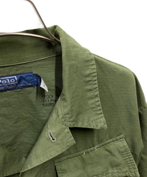 POLO RALPH LAUREN（ポロ・ラルフローレン）POLO RALPH LAUREN (ポロ・ラルフローレン) リップストップ ユーティリティ オーバーシャツ グリーン サイズ:Ｍの古着・服飾アイテム