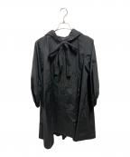 YORIヨリ）の古着「ビッグリボン撥水ロングパーカー」｜ブラック