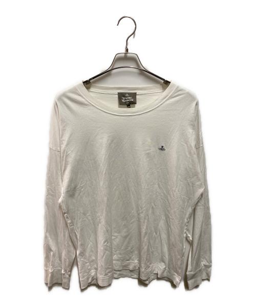 Vivienne Westwood（ヴィヴィアンウエストウッド）Vivienne Westwood (ヴィヴィアンウエストウッド) オーブ刺繍カットソー ホワイト サイズ:46の古着・服飾アイテム