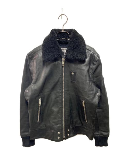 DIESEL（ディーゼル）DIESEL (ディーゼル) ファー付レザージャケット ブラック サイズ:Mの古着・服飾アイテム