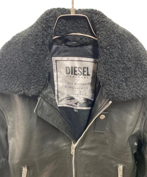DIESEL（ディーゼル）DIESEL (ディーゼル) ファー付レザージャケット ブラック サイズ:Mの古着・服飾アイテム