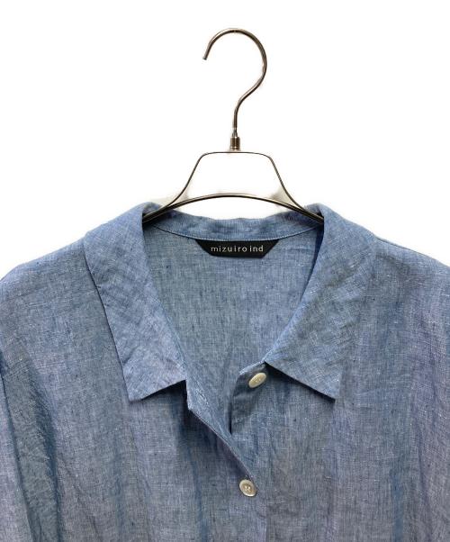 mizuiro-ind（ミズイロインド）mizuiro-ind (ミズイロインド) リネンワイドワークシャツ ブルー サイズ:FREEの古着・服飾アイテム