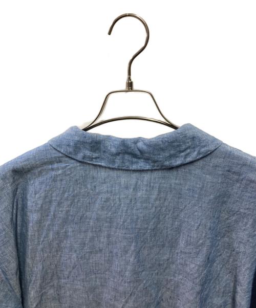 mizuiro-ind（ミズイロインド）mizuiro-ind (ミズイロインド) リネンワイドワークシャツ ブルー サイズ:FREEの古着・服飾アイテム