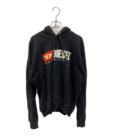 中古・古着通販】DIESEL (ディーゼル) ロゴ刺繍パーカー ブラック