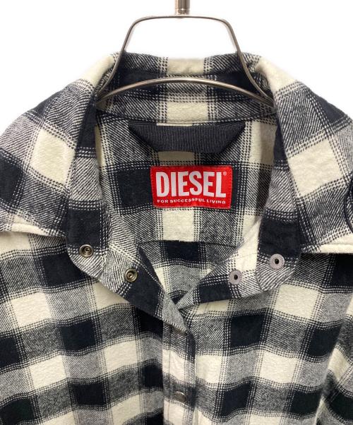 DIESEL（ディーゼル）DIESEL (ディーゼル) D-ANKITAブロックチェックミディシャツドレス ブラック サイズ:36の古着・服飾アイテム