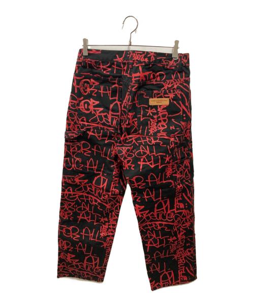 SUPREME（シュプリーム）SUPREME (シュプリーム) COMME des GARCONS SHIRT (コムデギャルソンシャツ) CANVAS PAINTER PANTS ブラック×レッド サイズ:30の古着・服飾アイテム
