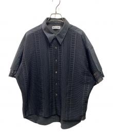 SOFTHYPHEN（ソフトハイフン）の古着「メッシュドッキング レイヤードカラー 半袖シャツ」｜ブラック