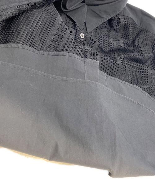 SOFTHYPHEN（ソフトハイフン）SOFTHYPHEN (ソフトハイフン) メッシュドッキング レイヤードカラー 半袖シャツ ブラック サイズ:1の古着・服飾アイテム