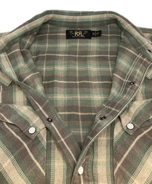 RRL（ダブルアールエル）RRL (ダブルアールエル) Slim Fit Plaid Twill Western Shirt グリーン サイズ:Ｍの古着・服飾アイテム