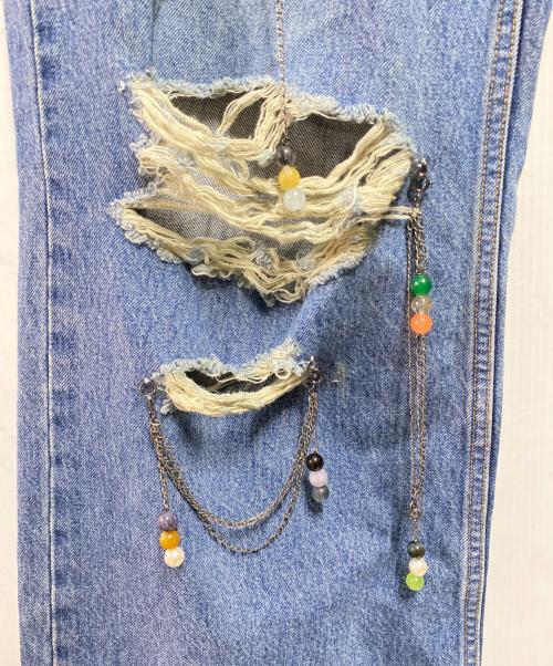 amok（アモク）amok (アモク) チェーンダメージデニムパンツ インディゴ サイズ:Ｍの古着・服飾アイテム