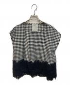 BEARDSLEYビアズリー）の古着「裾レースブラウス」｜ホワイト×ブラック