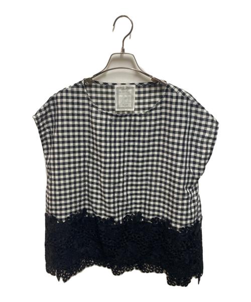 BEARDSLEY（ビアズリー）BEARDSLEY (ビアズリー) 裾レースブラウス ホワイト×ブラック サイズ:FREEの古着・服飾アイテム