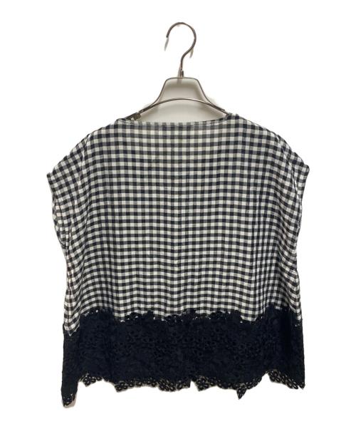 BEARDSLEY（ビアズリー）BEARDSLEY (ビアズリー) 裾レースブラウス ホワイト×ブラック サイズ:FREEの古着・服飾アイテム