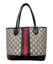 GUCCI（グッチ）の古着「オフィディア GGスプリームスモールトートバッグ 726762 OPHIDIA SM 」｜ベージュ×ネイビー