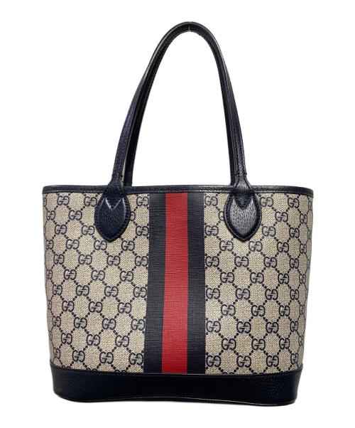 GUCCI（グッチ）GUCCI (グッチ) オフィディア GGスプリームスモールトートバッグ 726762 OPHIDIA SM  ベージュ×ネイビーの古着・服飾アイテム