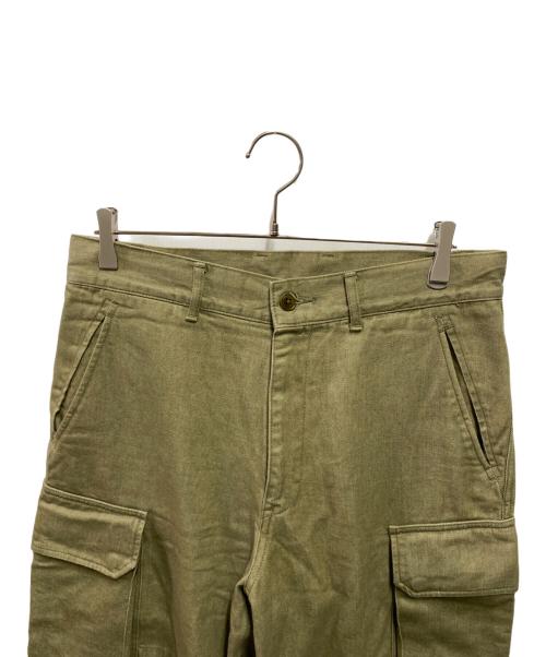 AVIREX（アヴィレックス）AVIREX (アヴィレックス) HAND ROOM (ハンドルーム) GREEN SELVEDGE MILITARY DENIM CARGO TROUSERS オリーブ サイズ:Lの古着・服飾アイテム