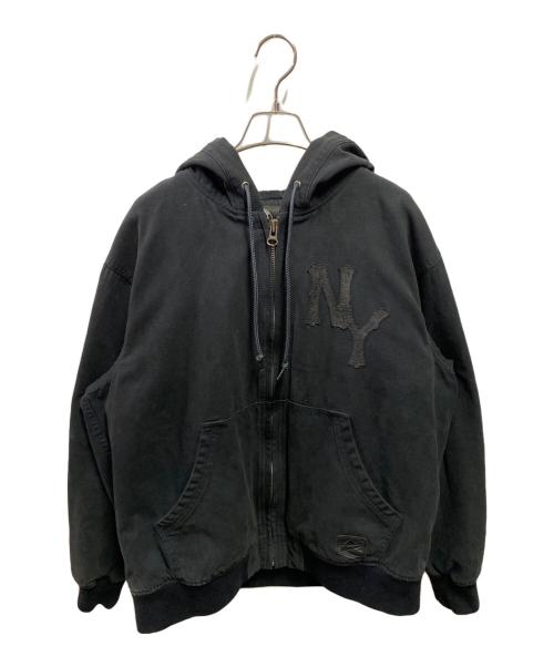 AVIREX（アヴィレックス）AVIREX (アヴィレックス) LEATHER PATCH DUCK HOOD JACKET ブラック サイズ:Lの古着・服飾アイテム