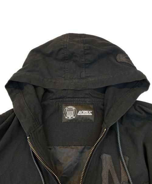 AVIREX（アヴィレックス）AVIREX (アヴィレックス) LEATHER PATCH DUCK HOOD JACKET ブラック サイズ:Lの古着・服飾アイテム