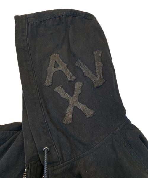 AVIREX（アヴィレックス）AVIREX (アヴィレックス) LEATHER PATCH DUCK HOOD JACKET ブラック サイズ:Lの古着・服飾アイテム