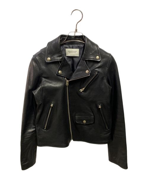 beautiful people（ビューティフルピープル）beautiful people (ビューティフルピープル) ラムレザーダブルライダースジャケット ブラック サイズ:150の古着・服飾アイテム