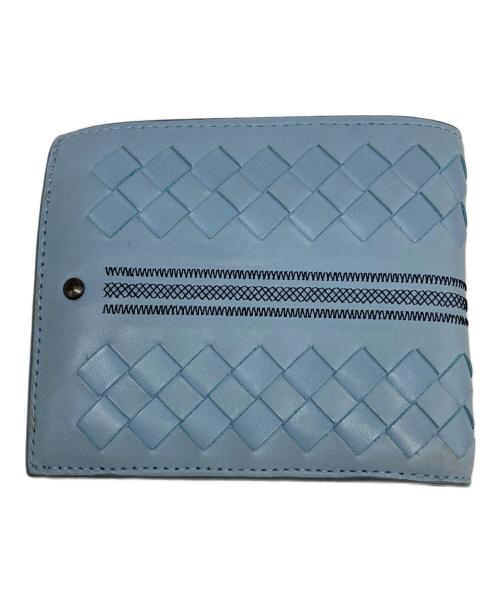 BOTTEGA VENETA（ボッテガベネタ）BOTTEGA VENETA (ボッテガベネタ) イントレチャート二つ折り財布 ブルーの古着・服飾アイテム