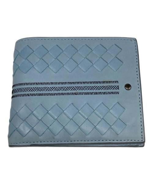 BOTTEGA VENETA（ボッテガベネタ）BOTTEGA VENETA (ボッテガベネタ) イントレチャート二つ折り財布 ブルーの古着・服飾アイテム