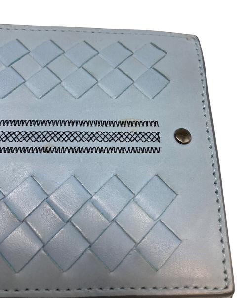 BOTTEGA VENETA（ボッテガベネタ）BOTTEGA VENETA (ボッテガベネタ) イントレチャート二つ折り財布 ブルーの古着・服飾アイテム