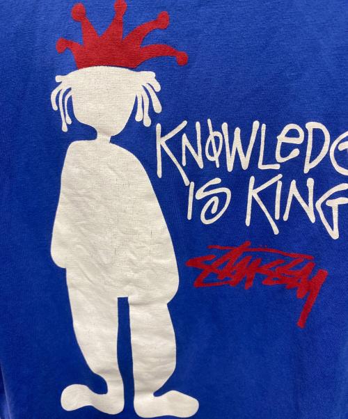 stussy（ステューシー）stussy (ステューシー) 90's シャドーマンプリントTシャツ KNOWLEDGE IS KING ブルー サイズ:Lの古着・服飾アイテム