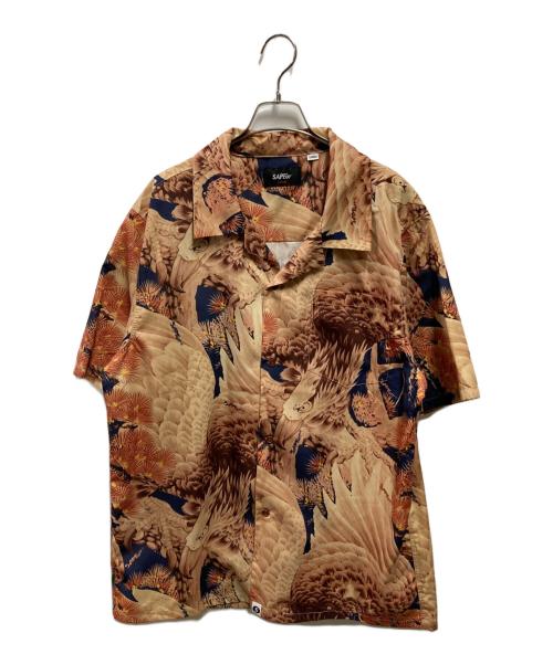SAPEur（サプール）SAPEur (サプール) アロハシャツ 大鷹 ベージュ サイズ:Lの古着・服飾アイテム