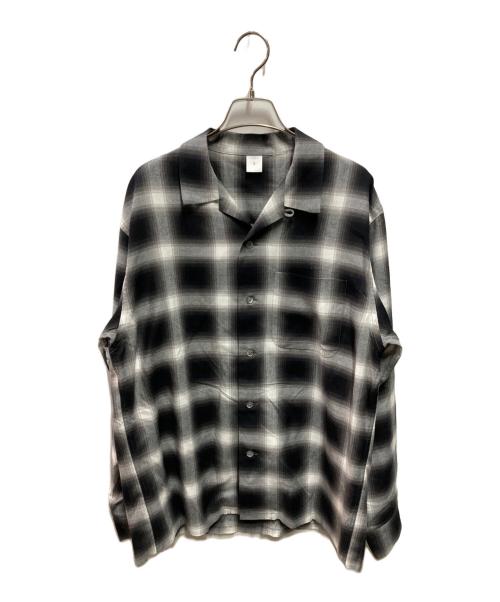 FRONT 11201（フロント 11201）FRONT 11201 (フロント 11201) オンブレチェックシャツ オープンカラーシャツ  ブラック サイズ:Sの古着・服飾アイテム