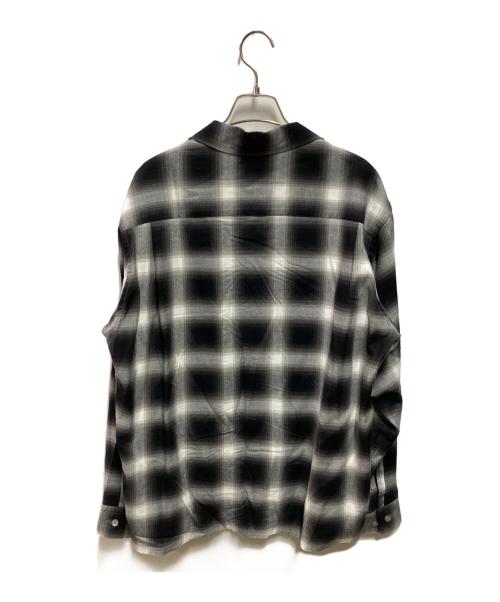 FRONT 11201（フロント 11201）FRONT 11201 (フロント 11201) オンブレチェックシャツ オープンカラーシャツ  ブラック サイズ:Sの古着・服飾アイテム