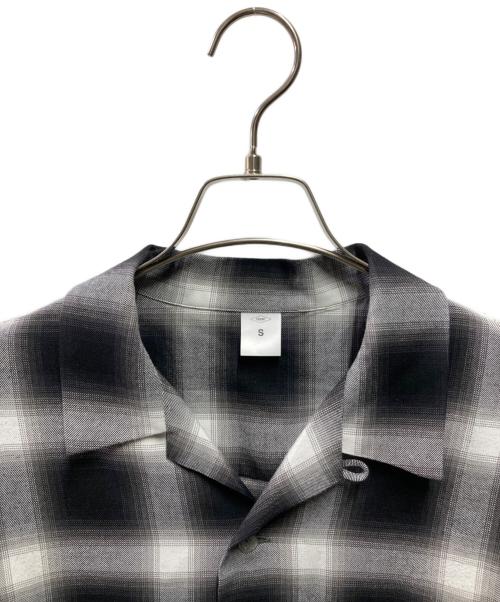 FRONT 11201（フロント 11201）FRONT 11201 (フロント 11201) オンブレチェックシャツ オープンカラーシャツ  ブラック サイズ:Sの古着・服飾アイテム