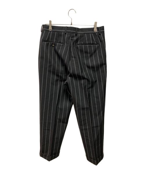WACKO MARIA（ワコマリア）WACKO MARIA (ワコマリア) DORMEUIL (ドーメル) GLITTER STRIPED DOUBLE PLEATED TROUSERS ブラック サイズ:Ｌの古着・服飾アイテム