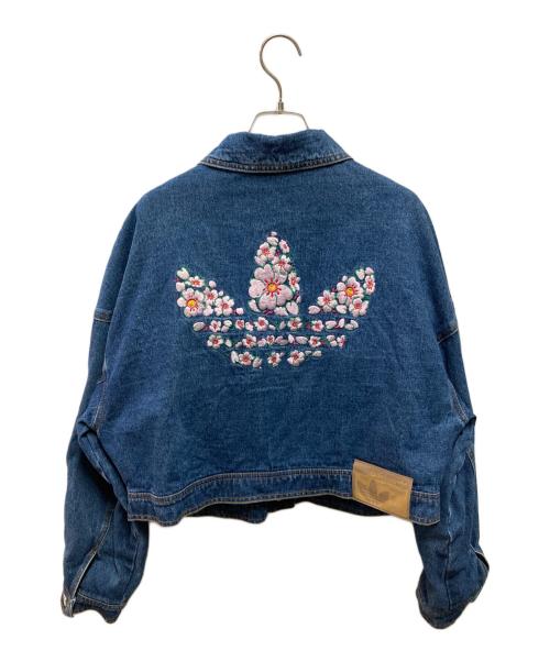 adidas（アディダス）adidas (アディダス) 刺繍デニムジャケット インディゴ サイズ:Ｌの古着・服飾アイテム