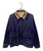 Eddie Bauerエディーバウアー）の古着「90’s 襟レザーコットンジャケット」｜ネイビー