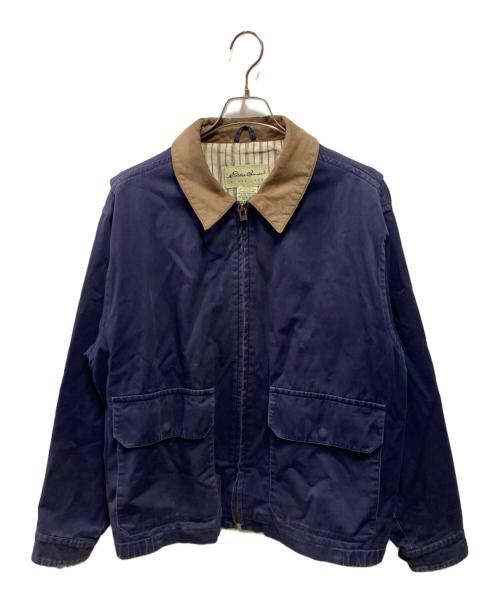 Eddie Bauer（エディーバウアー）Eddie Bauer (エディーバウアー) 90’s 襟レザーコットンジャケット ネイビー サイズ:Ｍの古着・服飾アイテム