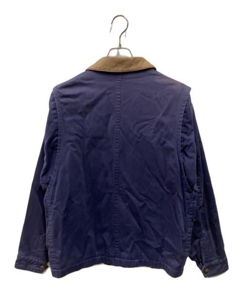 Eddie Bauer（エディーバウアー）Eddie Bauer (エディーバウアー) 90’s 襟レザーコットンジャケット ネイビー サイズ:Ｍの古着・服飾アイテム