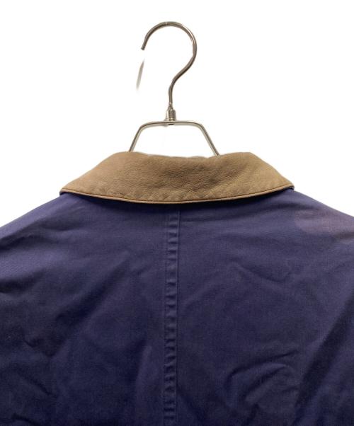 Eddie Bauer（エディーバウアー）Eddie Bauer (エディーバウアー) 90’s 襟レザーコットンジャケット ネイビー サイズ:Ｍの古着・服飾アイテム